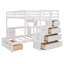 Lit superposé double au-dessus de simple avec bureau, tiroirs et tablettes-705726796