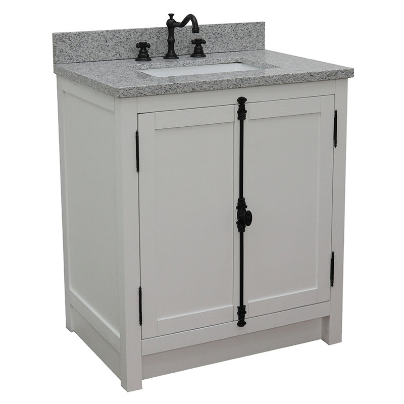 Ziemba 31'' Single Bathroom Vanity with Top, Glacier Ash, Gray Granite
