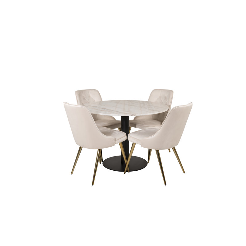 Scruggs 4 - Person Dining Set, White, Beige, Black