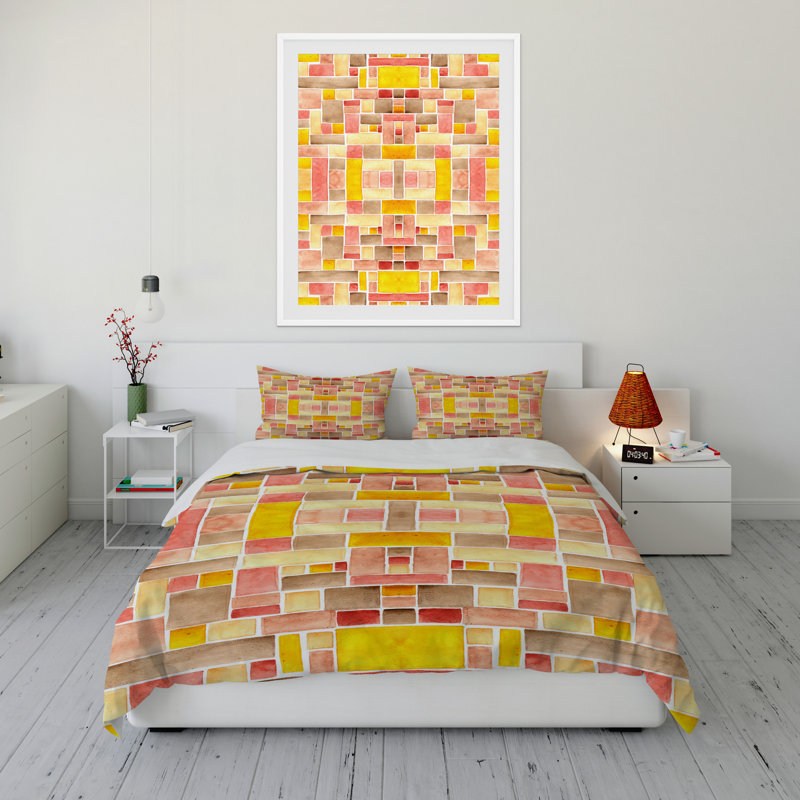 Velvet Twill Geometric Shapes Comforter, Queen Comforter + 2 Standard Pillowcases
