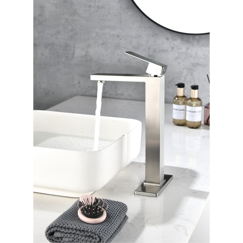 Bathroom Tap, Single Hole Sink Fitting, Brushed Nickel, Stainless Steel, Corrosion, Silent Splash- Water Flow Nickel Resists Corrosion And Fingerprints, Gentle