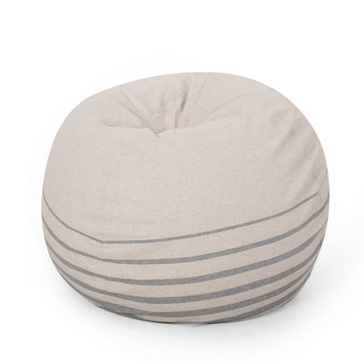 Pouf rond 5 pi Bohemio, rayé gris naturel