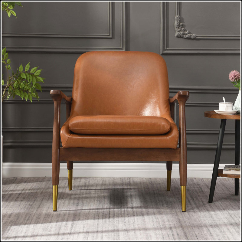 Chaise d'appoint 29,2 po Mid-Century, Brun