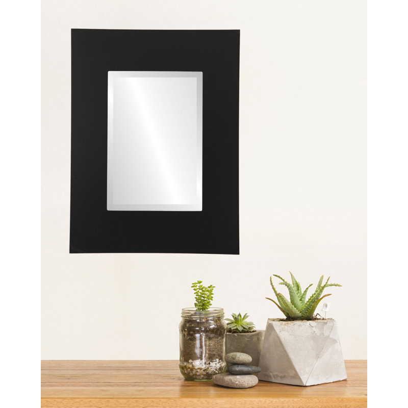 Rubinstein Wood Frame Rectangle Wall Mirror, 31" H x 27" W, Matte Black
