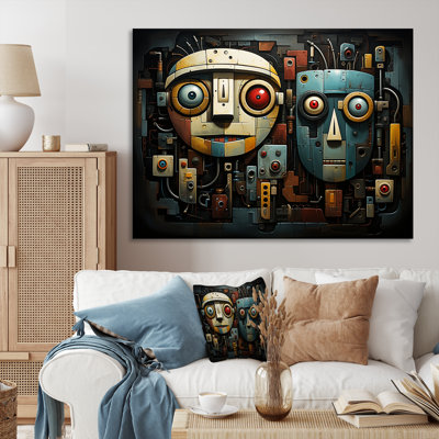 «Blue and Beige Robot Revolution - Science Fiction», art encadré
