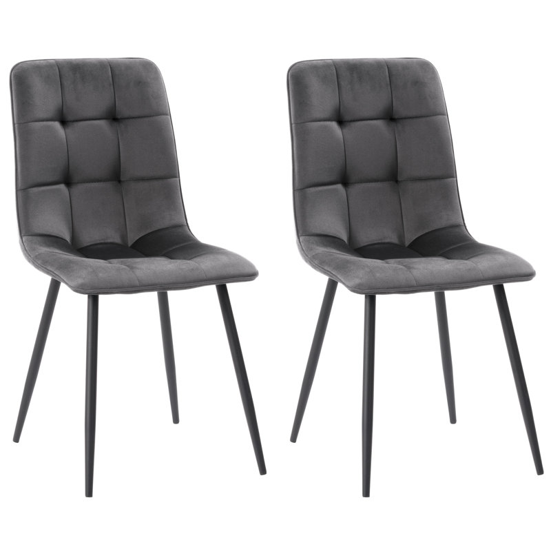 Chaise d'appoint en velours capitonné Steller, gris