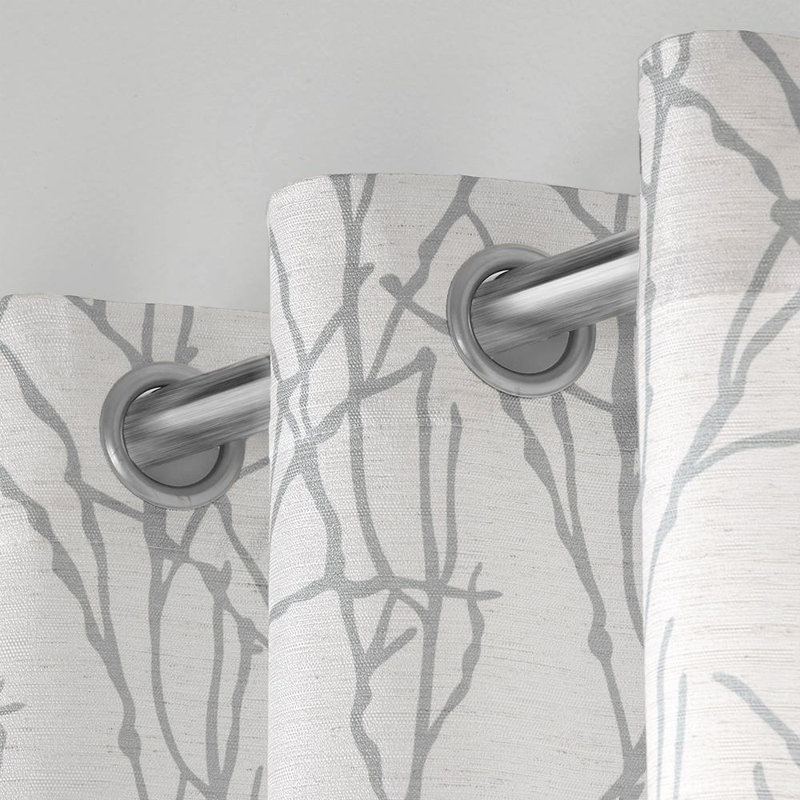 Panneau de rideau simple Floral Home, Gris colombe, L 54 po x L 96 po