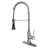 Euro Collection High-Arc Single Handle Kitchen/Bar Faucet with 2-Function Pull-Down Spring Spout Sprayer - Chrome Polished