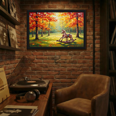 Paysage et nature, arbres d'automne, cheval à bascule, scène de forêt