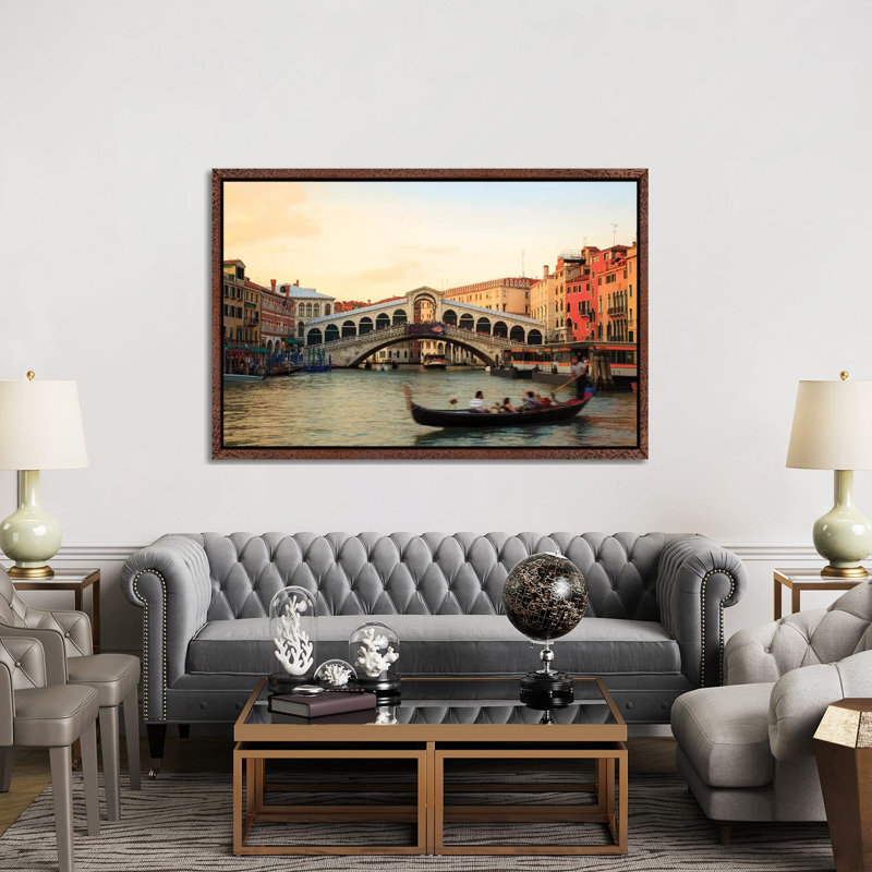 Sunset At Rialto, Venice 1 Piece Wall Art on Canvas, 152.5 cm H x 101.5 cm W, Classic Wood Framed