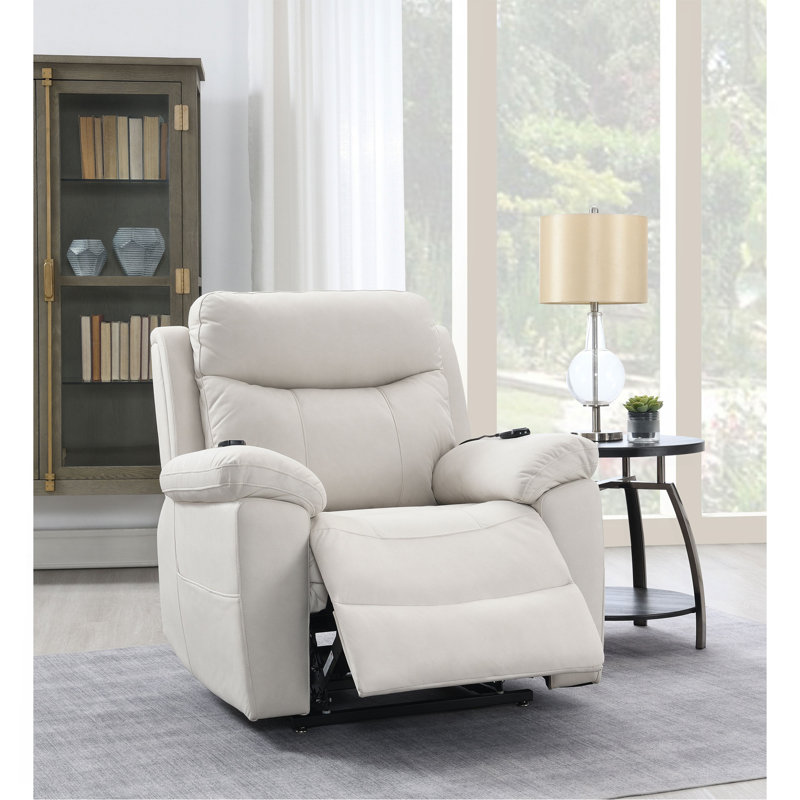 Fauteuil inclinable électrique en microfibre beige polie avec fonction de levage, chauffage et massage