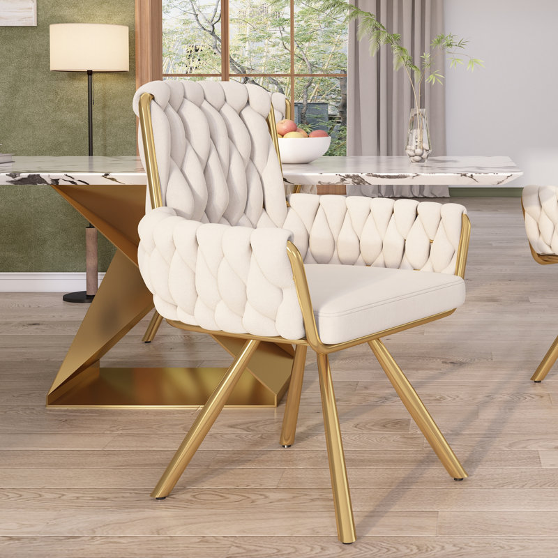 Metal Side Chair in Beige, 1