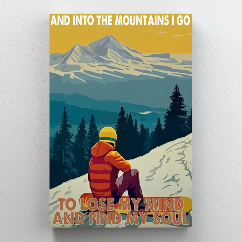Impression sur toile, Snowboard et dans les montagnes, H 36 po x l 24 po x P 1,25 po