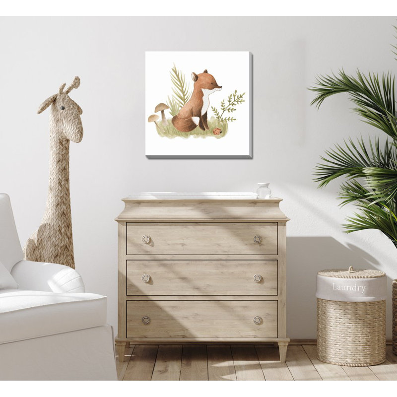 Mignon renard, art mural sur toile, Sans cadre, H 24 po x l 24 po