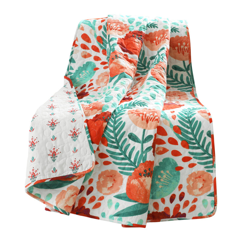 Jeté en coton coquelicot, Orange