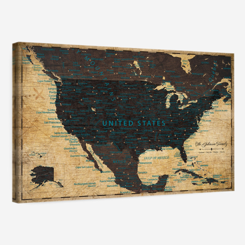 Pin à personnaliser personnalisé en bois foncé USA Ameere, H 16 po x l 24 po, Oui