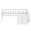 Structure de lit multifonctionnelle avec tablette de rangement, glissoire et échelle, lit plateforme avec garde-corps, assemblage simple-1682280914