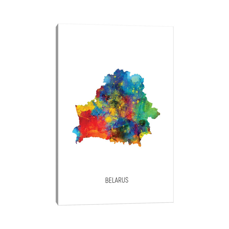«Biélorussie carte» par Michael Tompsett, impression sur toile tendue, H 18 po x l 12 po x P 1,5 po