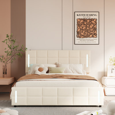 Lit plateforme avec rangement Keyahna Linen