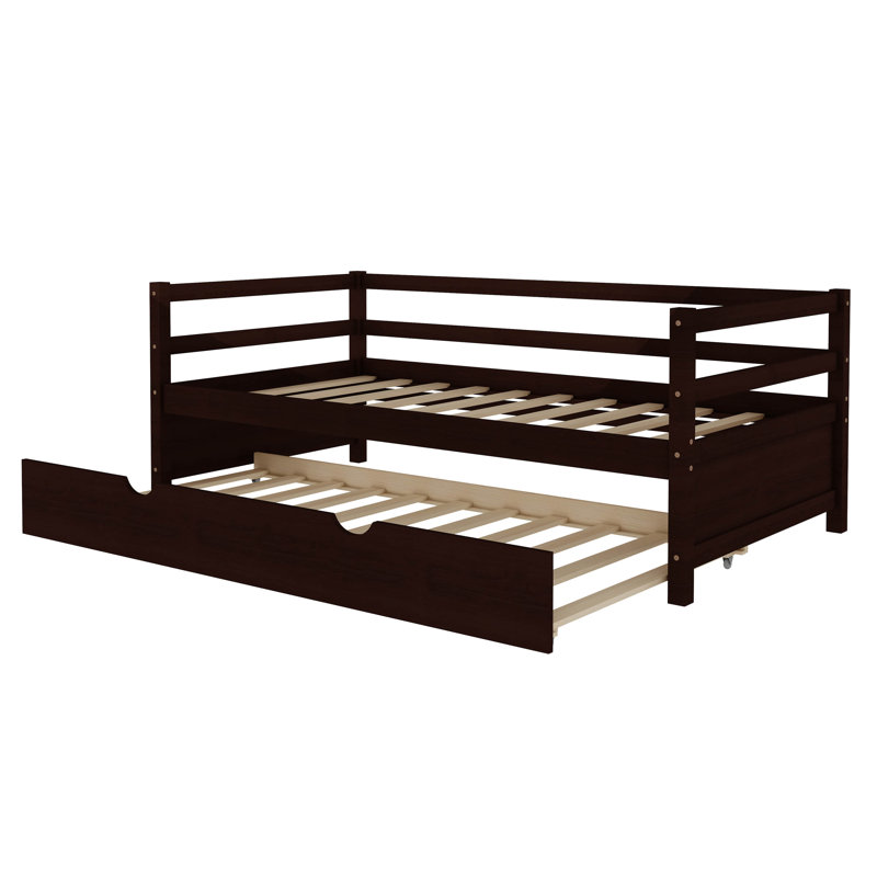 Twin Platform Bed With Trundle, Espresso