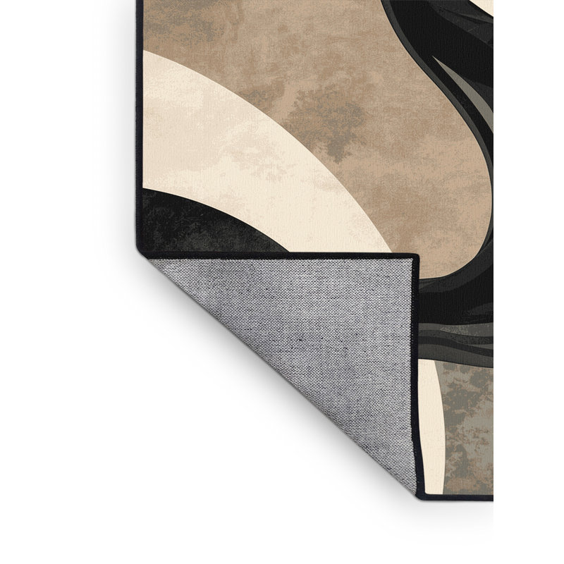 Machine Washable Wynsum Sleek & Chic Modern Arc Rug in Gray – Black Binding, 3x5