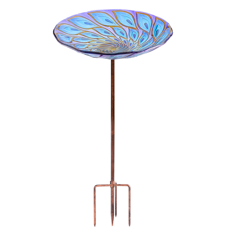 Bain d'oiseaux Maudrey Birdbath, Bleu / mauve