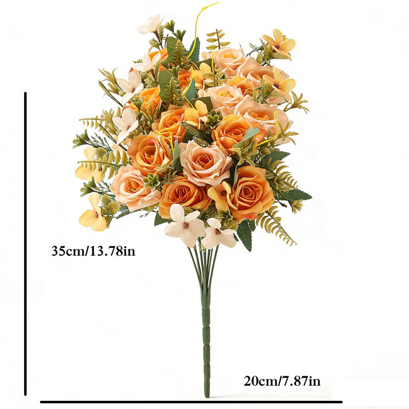 2 bouquets de roses artificielles avec bouquets de mariage d'hortensias réalistes, arrangements floraux résistants à la décoloration pour l'artisanat de mariage
