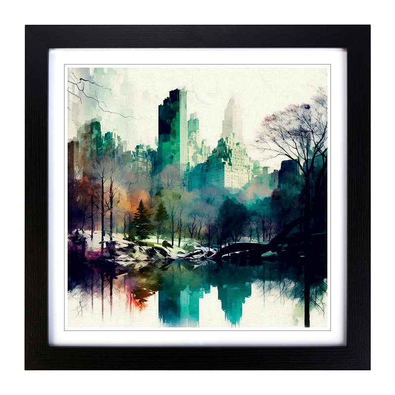 Central Park Abstract Art - Framed Print, Black