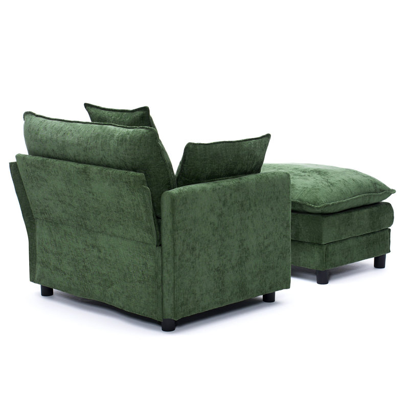 Fauteuil d'appoint rembourré en chenille de 39,4 po avec repose-pieds, fauteuil de lecture pour chambre à coucher 39,4 po