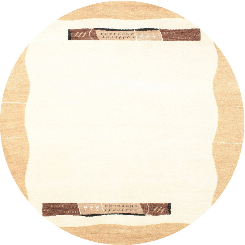 Tapis contemporain brun / crème, Rond 5 pi