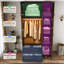 Armoire-penderie extra haute de 239 cm (94 po) avec 3 portes, éclairage DEL à détecteur de mouvement, 2 tiroirs et portes coulissantes de style grange. Meuble de rangement en bois avec compartiment supérieur, idéal pour organiser vos vêtements dans une chambre. Couleur : marron.-326746182-326746185