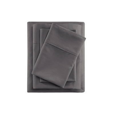 Charcoal Queen Cooling Sheet Set - 600 Thread Count Cotton Blend with Deep Pockets & Sateen Finish