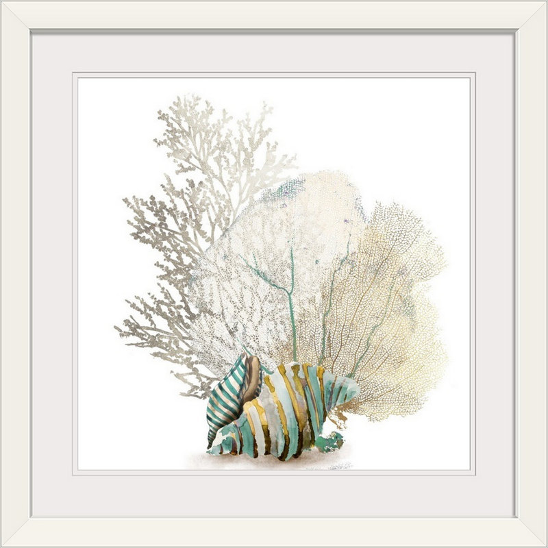 «Deep Coral II» par Aimee Wilson - reproduction d'art, H 28 x l 28 po x P 1 po, Cadre blanc