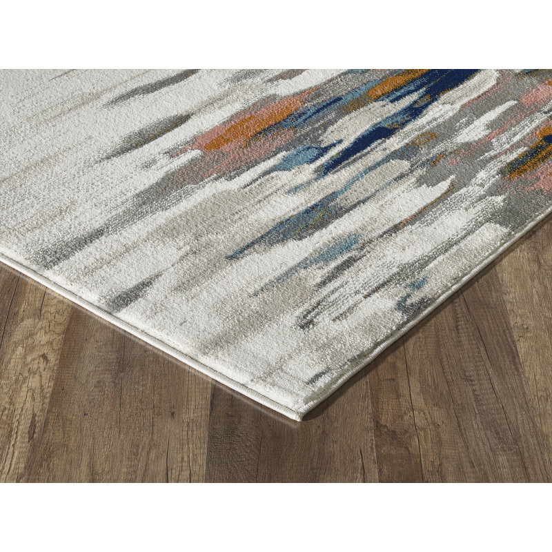 Tapis orange / bleu Seldovia, Rectangle 5 pi 3 po x 7 pi 6 po
