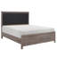 Mobilier de chambre à coucher de style décontracté en similicuir noir avec grand lit brun et gris 1pc