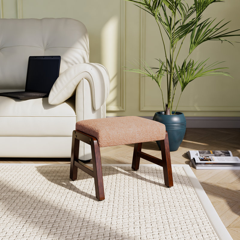 Color Upholstered Ottoman, Coffee Fabric