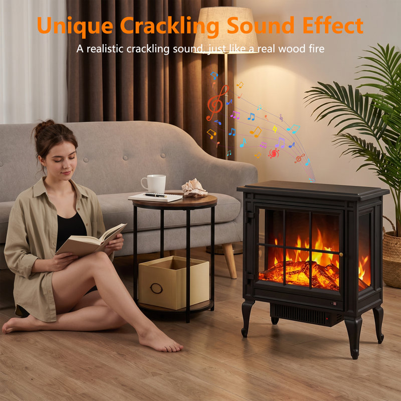 Rosalind Wheeler 56.2 cm W Black Electric Fireplace with 6100 BTU