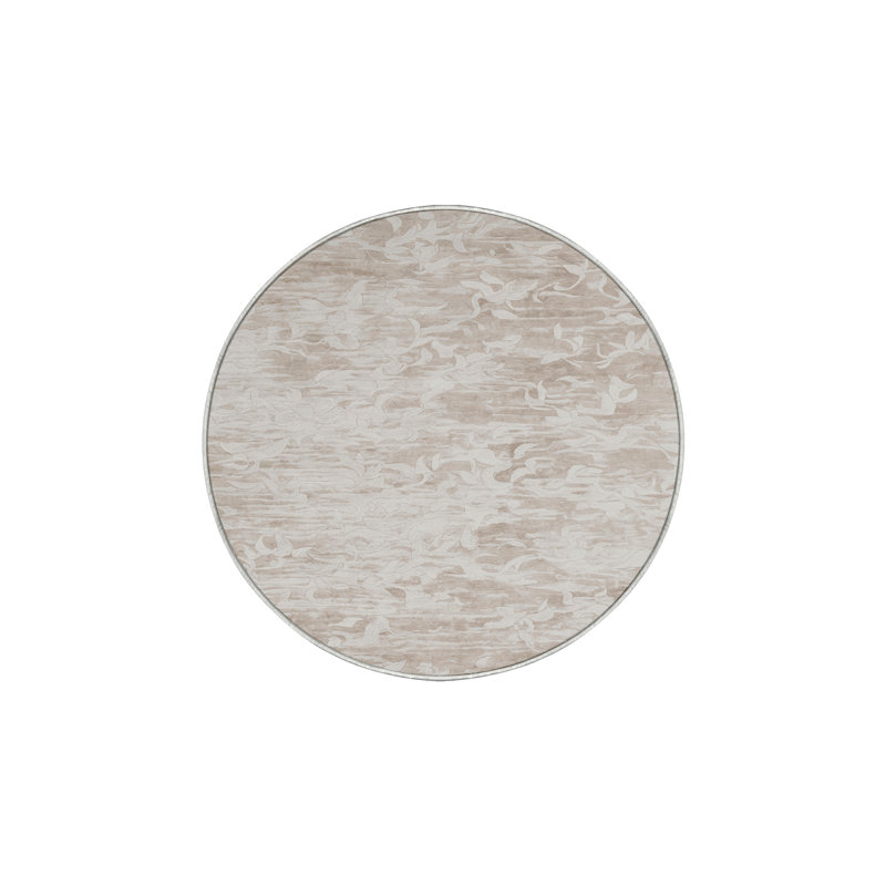 Tapis beige soyeux et moelleux, Rond 8 pi
