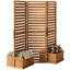 Panneau de treillis en bois 62,5 po x 19 po x 66 po avec 4 bacs à fleurs, écran de jardin surélevé autoportant, clôture d'intimité en bois naturel pour patio, cour arrière