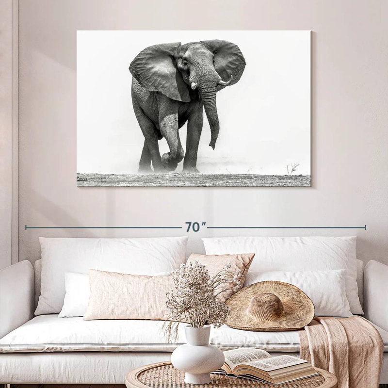 Éléphant d'Afrique marchant, H 32 po x l 48 po