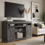 Meuble télé avec portes de grange coulissantes et rangement ouvert-606645186