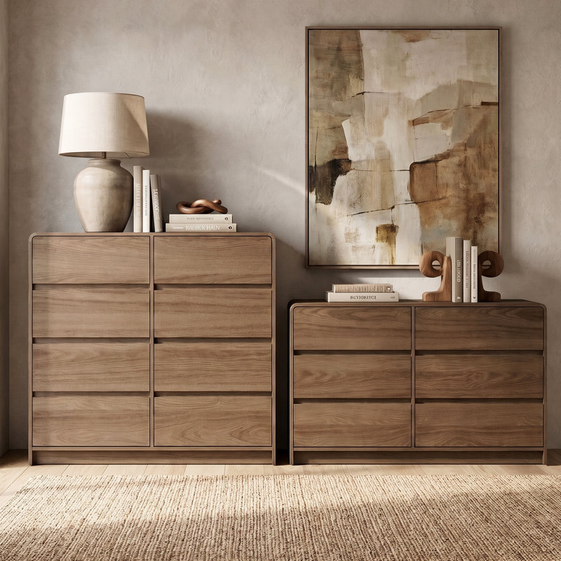 Rishel Modern 2 Pieces Bedroom Set, 2 Pcs: Dresser 6, Dresser 8