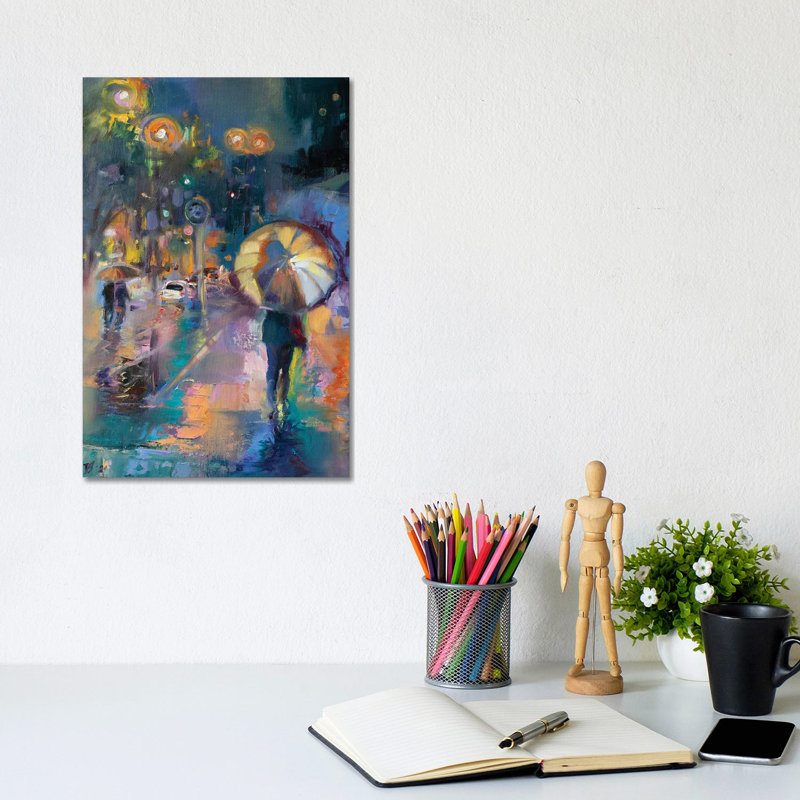 Night City Lights by Katharina Valeeva - Wrapped Canvas Painting, 20.32 cm H x 30.48 cm W