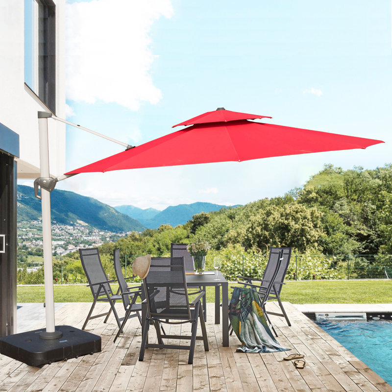 Parasol en porte-à-faux rond 13 pi, H 107 po x l 118 po x P 118 po, Gris