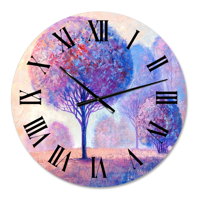 Impression d'arbres colorés II - Horloge murale traditionnelle, Moyen