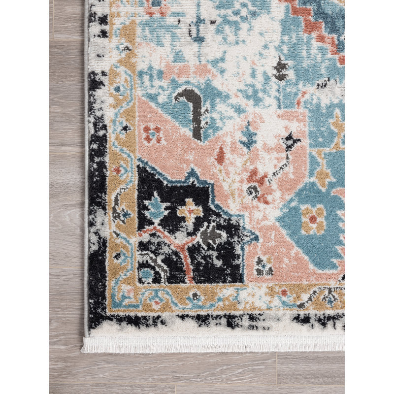 Tapis oriental bleu / beige Etto, Rectangle 4 pi x 6 pi