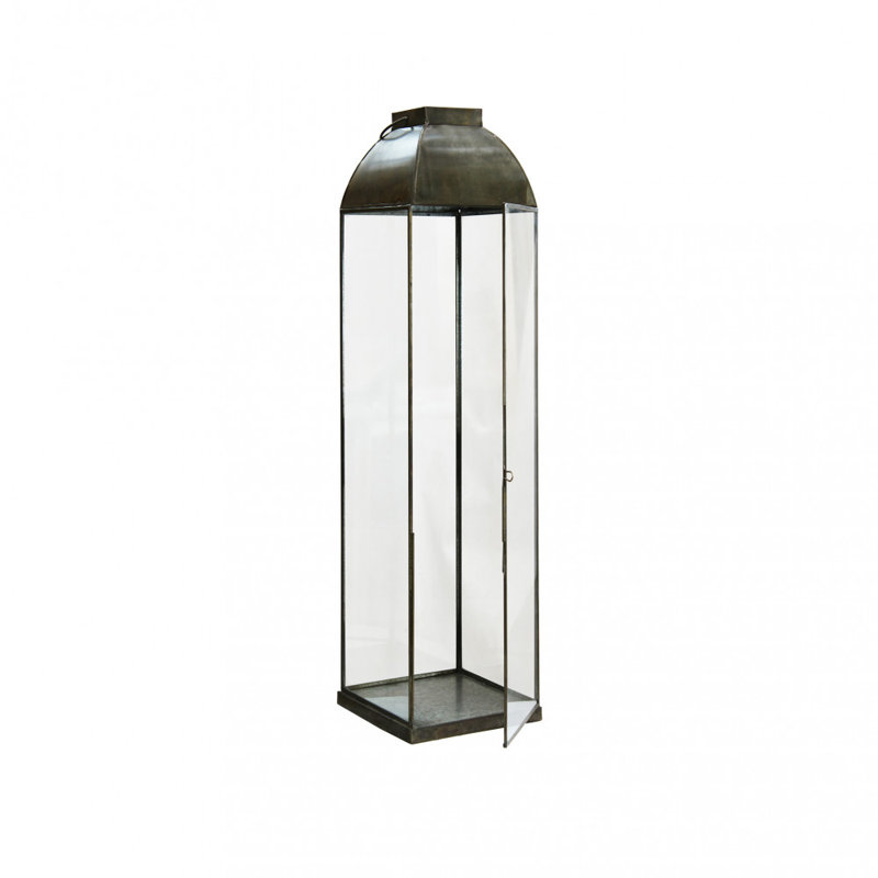 H Glass Tabletop Lantern Holder with Candle Included, 83cm H x 20cm W x 20cm D