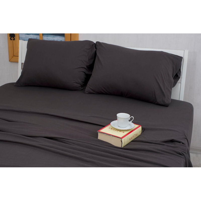Taies d'oreiller en jersey 100% coton, Taies d'oreiller pour grand lit, Gris anthracite