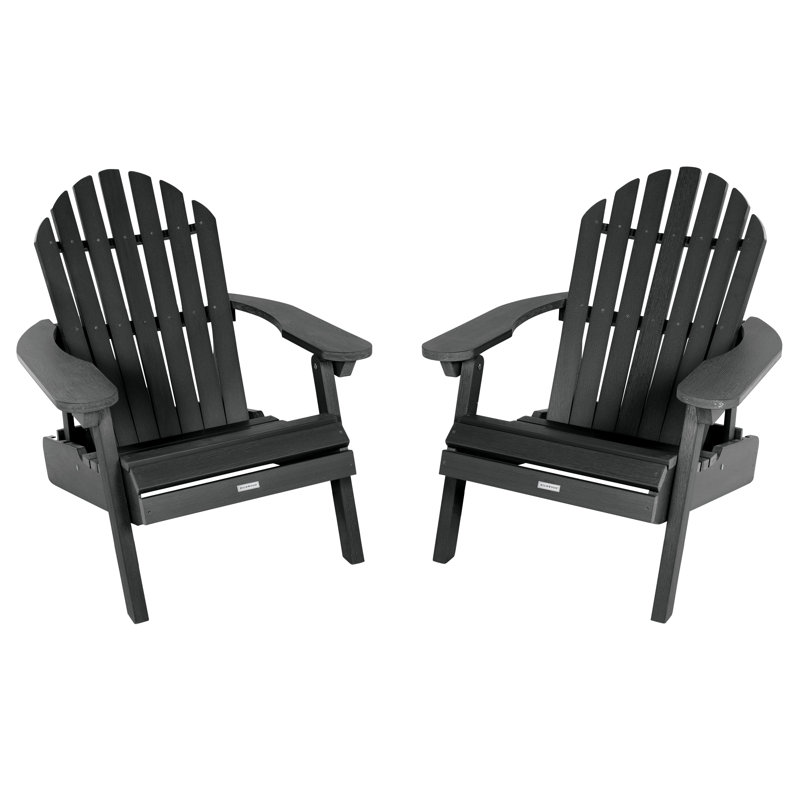 Anette Outdoor Adirondack Set, Black