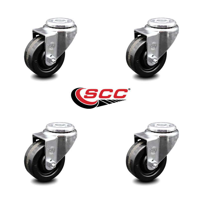 3 Inch Phenolic Wheel Swivel Bolt Hole Caster Set Service Caster Brand